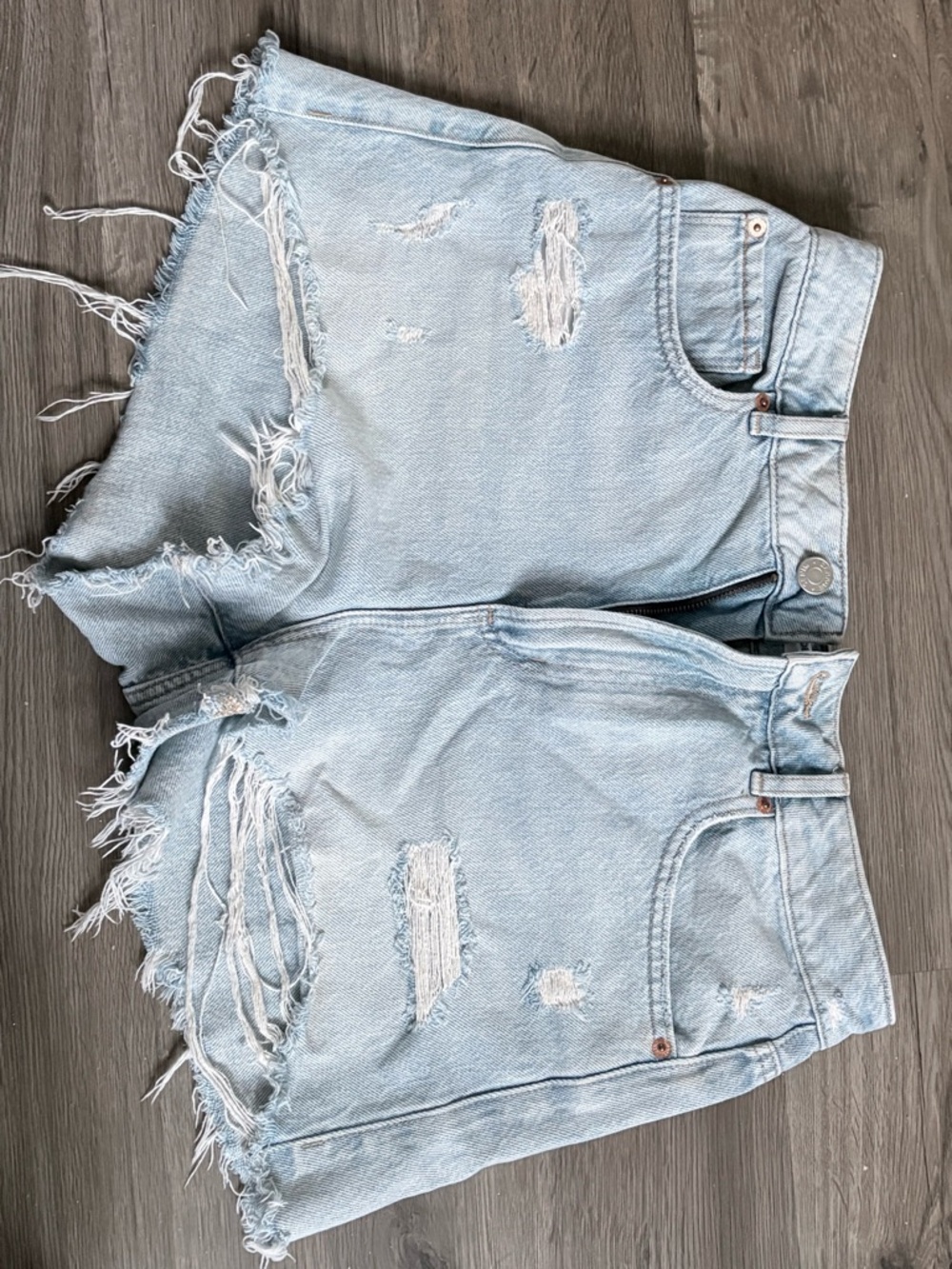 Garage Light Wash Distressed Denim Shorts - Frayed Hem